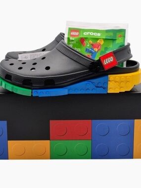 LEGO x Crocs Black Clog with Multicolor Lego Brick Sole